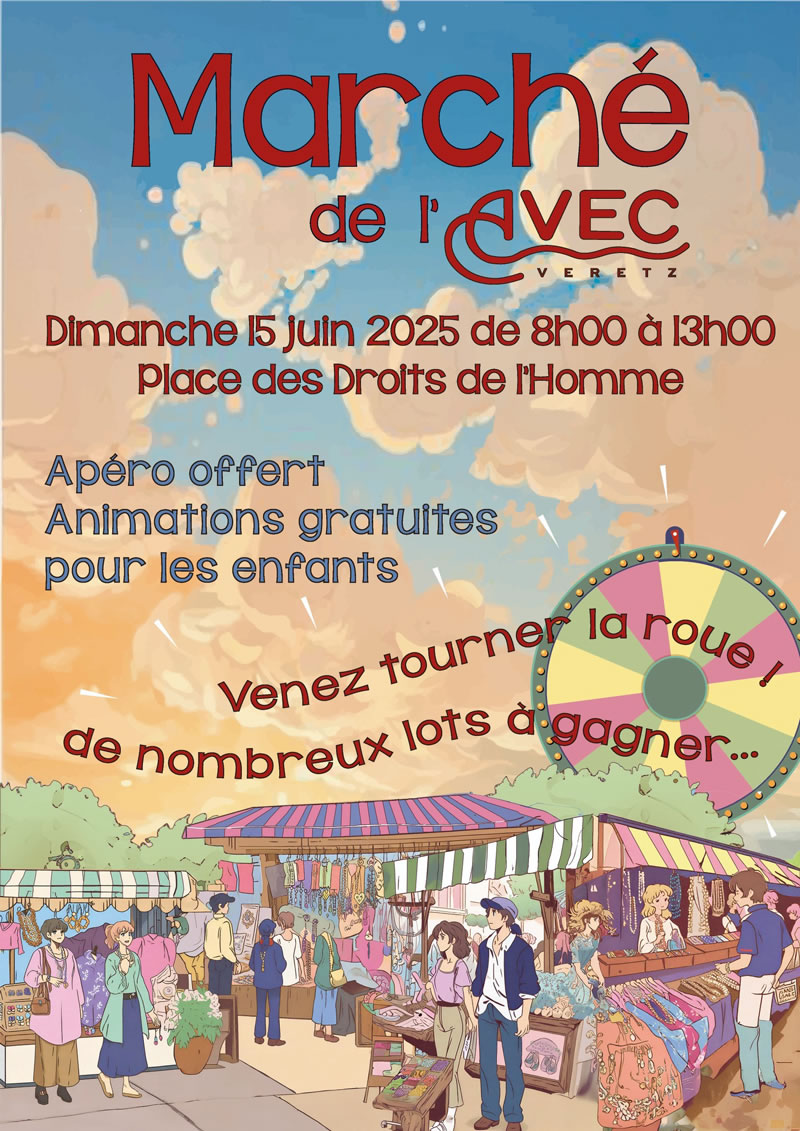 Le marché d el'AVEC le Dimance 15 Juin 2025